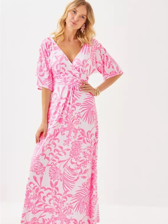 Lilly Pulitzer Dresses & Skirts - Lilly Pulitzer Pink and White Tropical Print Dress